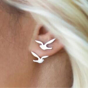 Find Your Flock silver tone bird earrings seagull gift unique multilayer cool